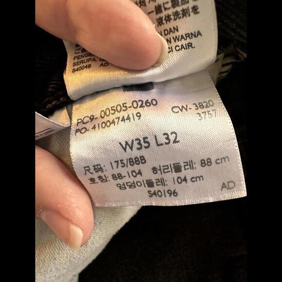 VTG Levis 505 Jeans Mens 35x32 Black Denim Regular Fit Straight Leg Mid Rise 90s - Picture 9 of 9